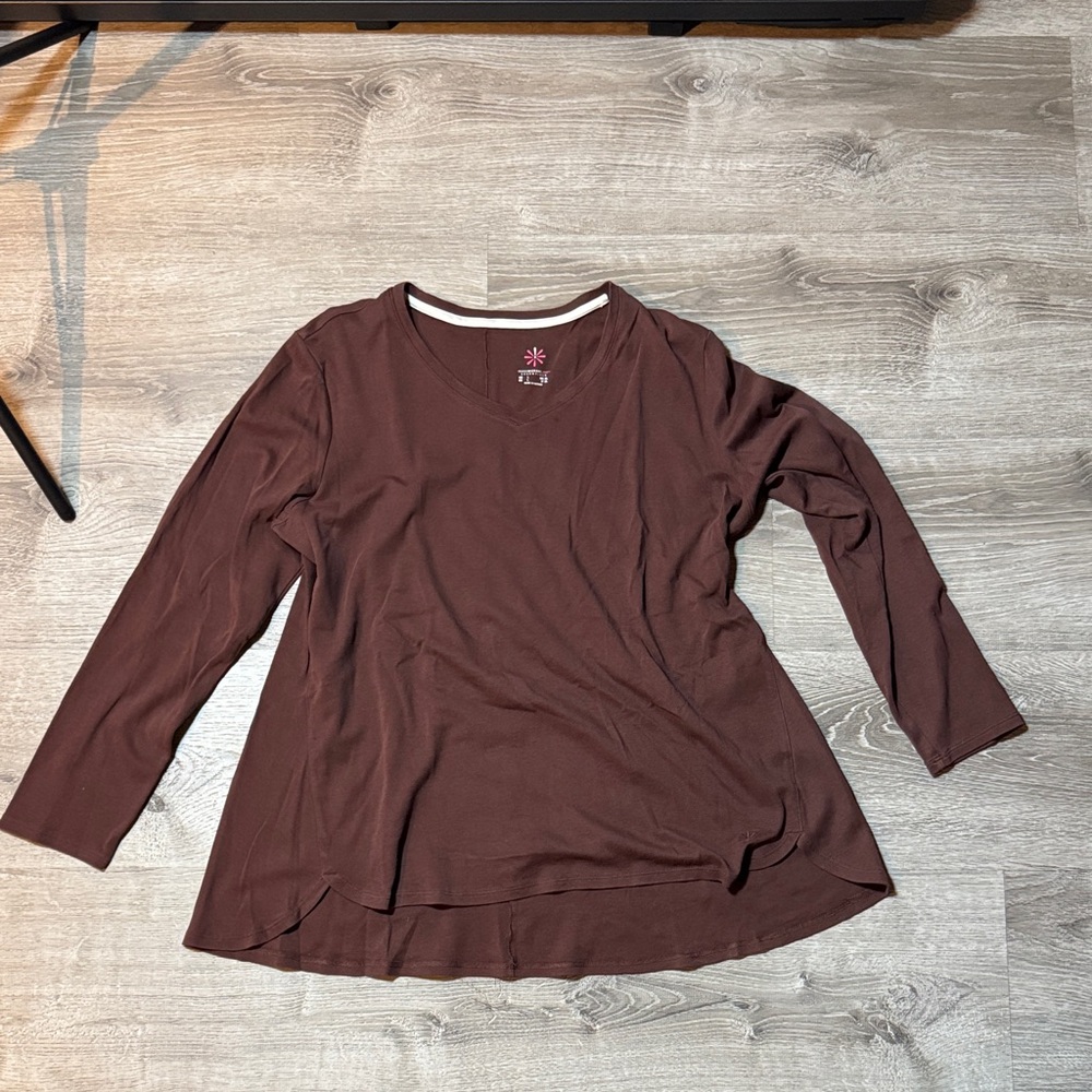 Isaac Mizrahi Chocolate Long Sleeve Top